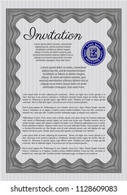 Grey Invitation template. Excellent design. Customizable, Easy to edit and change colors. Complex background. 