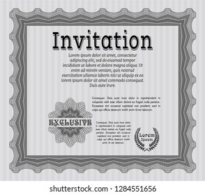 Grey Invitation template. Excellent design. Customizable, Easy to edit and change colors. With complex linear background. 