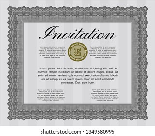 Grey Invitation template. Excellent design. Vector illustration. With background. 