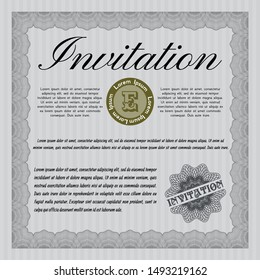 Grey Invitation template. Excellent design. Easy to print. Detailed. 