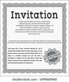 Grey Invitation template. Excellent design. With complex background. Customizable, Easy to edit and change colors. 