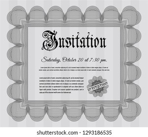 Grey Invitation template. Good design. With complex linear background. Customizable, Easy to edit and change colors. 