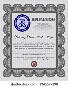 Grey Invitation template. Good design. Detailed. With great quality guilloche pattern. 