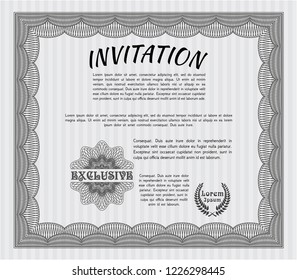 Grey Invitation template. With great quality guilloche pattern. Modern design. Vector illustration. 