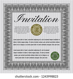 Grey Invitation template. With great quality guilloche pattern. Customizable, Easy to edit and change colors. Elegant design. 