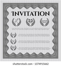 Grey Invitation template. With great quality guilloche pattern. Vector illustration. Sophisticated design. 