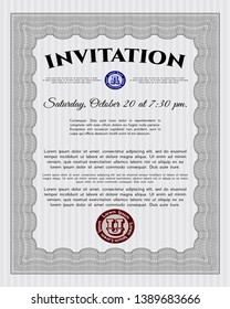 Grey Invitation template. With great quality guilloche pattern. Money design. Customizable, Easy to edit and change colors. 