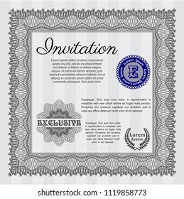 Grey Invitation template. With guilloche pattern and background. Customizable, Easy to edit and change colors. Superior design. 