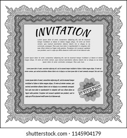 Grey Invitation template. With guilloche pattern and background. Customizable, Easy to edit and change colors. Money style design. 