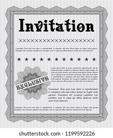 Grey Invitation template. With guilloche pattern and background. Cordial design. Vector illustration. 