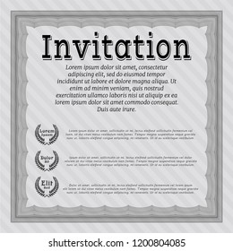 Grey Invitation template. With guilloche pattern and background. Customizable, Easy to edit and change colors. Nice design. 