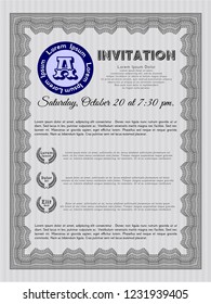 Grey Invitation template. With guilloche pattern and background. Money Pattern. Customizable, Easy to edit and change colors. 