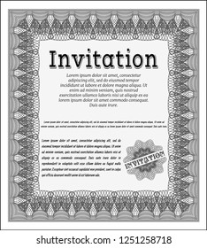 Grey Invitation template. With guilloche pattern. Customizable, Easy to edit and change colors. Money Pattern design. 