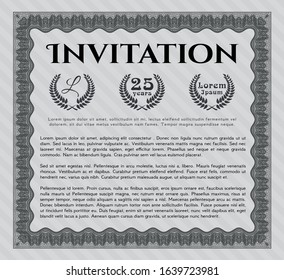 Grey Invitation template. With guilloche pattern. Customizable, Easy to edit and change colors. Modern design. 