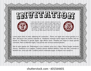 Grey Invitation template. With guilloche pattern and background. Money style design. Customizable, Easy to edit and change colors. 