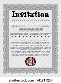 Grey Invitation template. With guilloche pattern. Detailed. Superior design. 