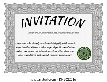 Grey Invitation template. With linear background. Retro design. Customizable, Easy to edit and change colors. 