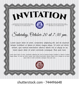 Grey Invitation template. With linear background. Customizable, Easy to edit and change colors. Artistry design. 