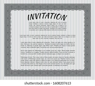 Grey Invitation template. Lovely design. Easy to print. Vector illustration. 