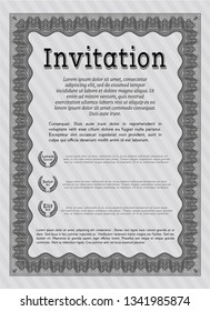 Grey Invitation template. Modern design. With great quality guilloche pattern. Vector illustration. 