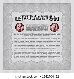 Grey Invitation template. Money design. With linear background. Detailed. 