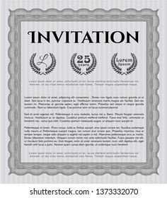 Grey Invitation template. Money design. With complex background. Detailed. 