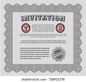 Grey Invitation template. Money design. Vector illustration. With background. 