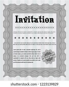 Grey Invitation template. Money Pattern design. With complex background. Vector illustration. 
