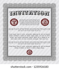 Grey Invitation template. Money Pattern. Detailed. With guilloche pattern. 
