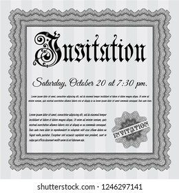 Grey Invitation template. Money Pattern design. With complex linear background. Vector illustration. 
