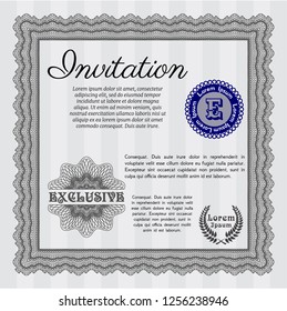 Grey Invitation template. Money Pattern design. With complex linear background. Customizable, Easy to edit and change colors. 