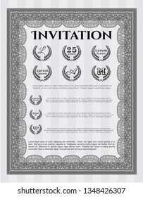 Grey Invitation template. Money Pattern. With quality background. Vector illustration. 