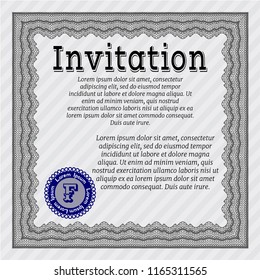 Grey Invitation template. Money style design. With guilloche pattern and background. Customizable, Easy to edit and change colors. 