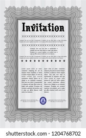 Grey Invitation template. Money style design. Customizable, Easy to edit and change colors. With great quality guilloche pattern. 
