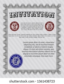 Grey Invitation template. Money style design. Customizable, Easy to edit and change colors. Complex background. 