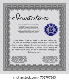 Grey Invitation template. Money style design. With guilloche pattern. Customizable, Easy to edit and change colors. 