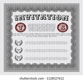 Grey Invitation template. Nice design. With complex background. Detailed. 