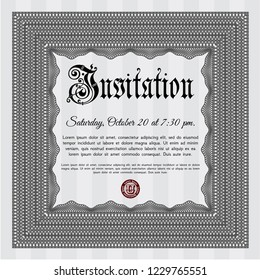 Grey Invitation template. Perfect design. With linear background. Vector illustration. 