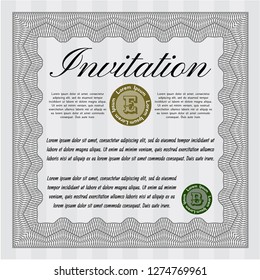 Grey Invitation template. Perfect design. Customizable, Easy to edit and change colors. With complex linear background. 