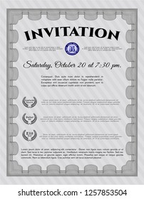 Grey Invitation template. Printer friendly. Retro design. Vector illustration. 