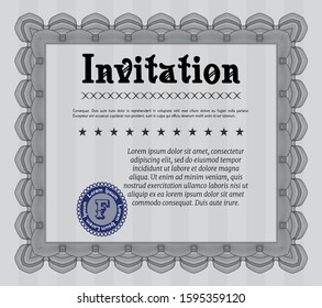 Grey Invitation template. Printer friendly. Customizable, Easy to edit and change colors. Artistry design. 