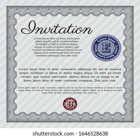 Grey Invitation template. Printer friendly. Lovely design. Vector illustration. 