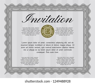 Grey Invitation template. With quality background. Money Pattern. Detailed. 