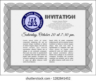 Grey Invitation template. With quality background. Beauty design. Vector illustration. 