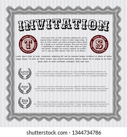 Grey Invitation template. With quality background. Detailed. Money Pattern design. 