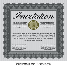 Grey Invitation template. With quality background. Lovely design. Vector illustration. 