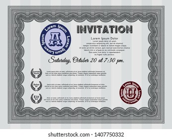 Grey Invitation template. With quality background. Customizable, Easy to edit and change colors. Modern design. 