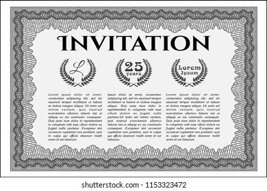 Grey Invitation template. Retro design. Customizable, Easy to edit and change colors. With linear background. 