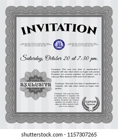 Grey Invitation template. Retro design. Complex background. Customizable, Easy to edit and change colors. 