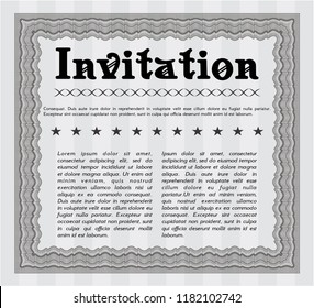 Grey Invitation template. Retro design. With complex linear background. Vector illustration. 